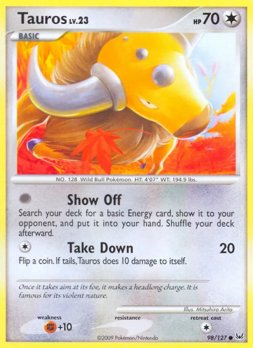 Tauros (98/127) [Platinum: Base Set] - Pokemon Single