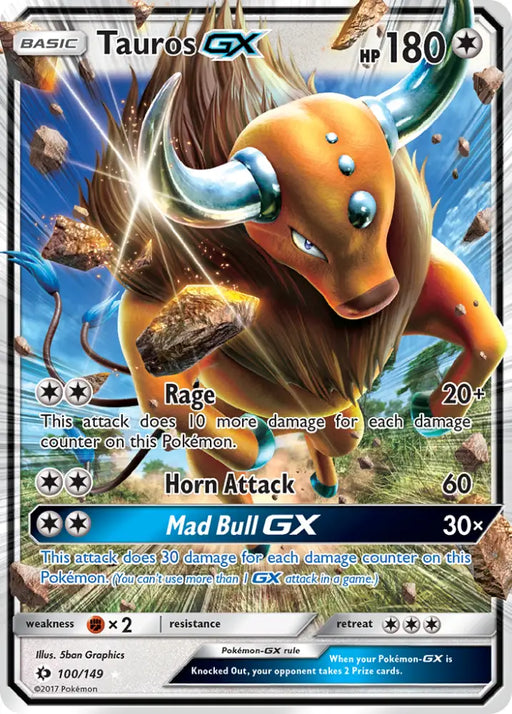 Tauros GX (100/149) [Sun & Moon: Base Set] - Pokemon Single