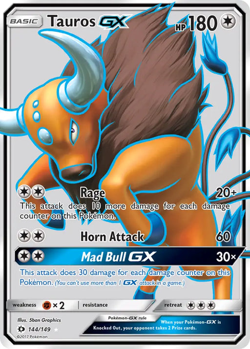 Tauros GX (144/149) [Sun & Moon: Base Set] - Pokemon Single