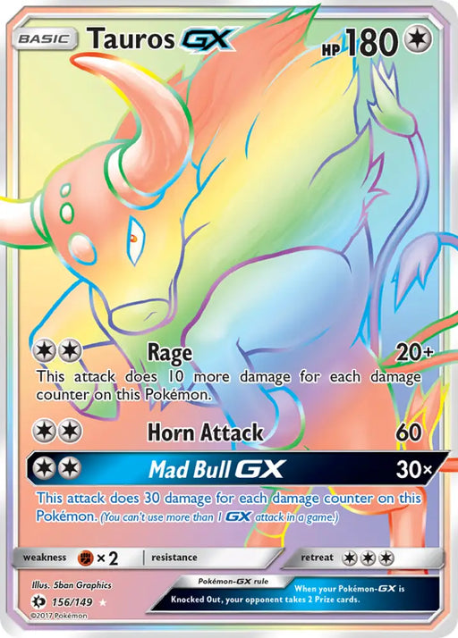 Tauros GX (156/149) [Sun & Moon: Base Set] - Pokemon Single