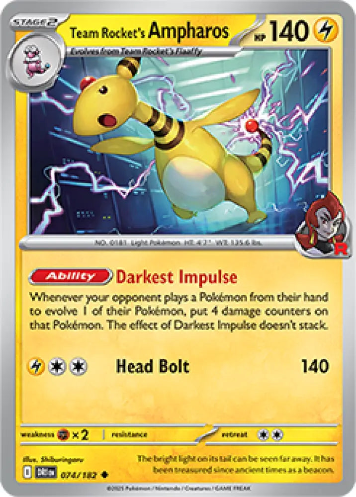 Team Rocket’s Ampharos (074/182) [SV10: Destined Rivals] - Pokemon Single