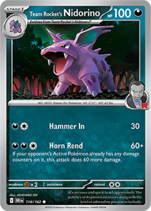 Team Rocket’s Nidorino - 118/182 [SV10: Destined Rivals] - Pokemon Single