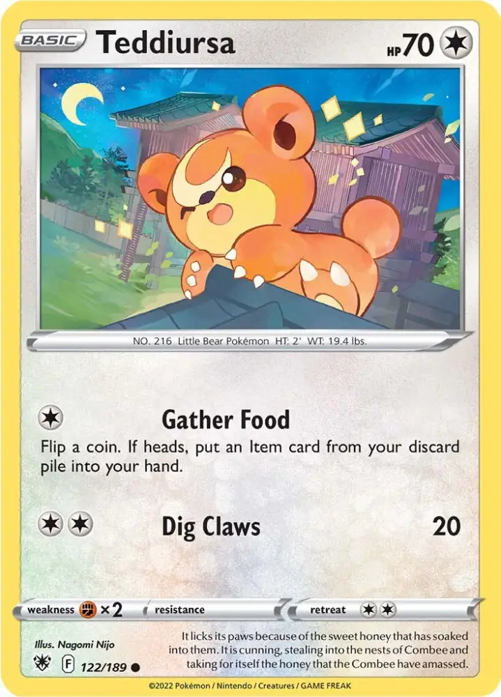 Teddiursa (122/189) [Sword & Shield: Astral Radiance] - Pokemon Single