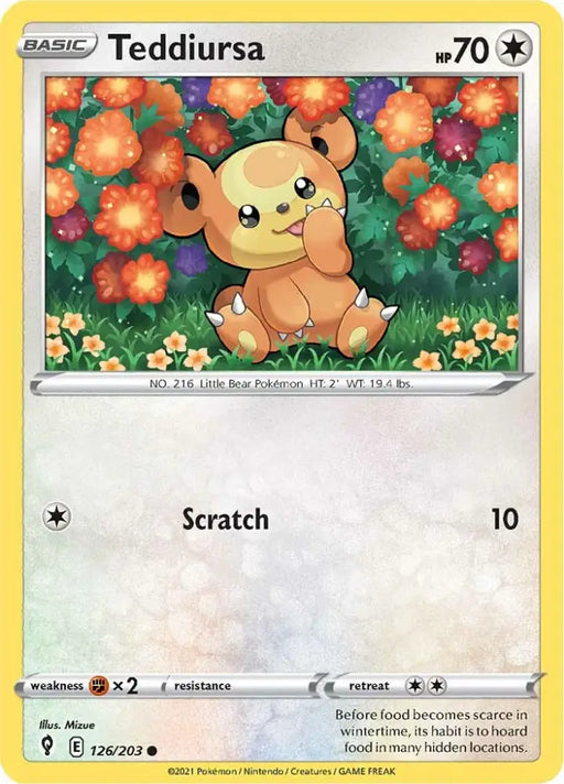 Teddiursa (126/203) [Sword & Shield: Evolving Skies] - Pokemon Single