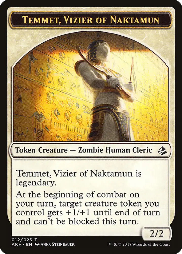 Temmet Vizier of Naktamun // Zombie Double-Sided Token [Amonkhet Tokens] - MTG Single