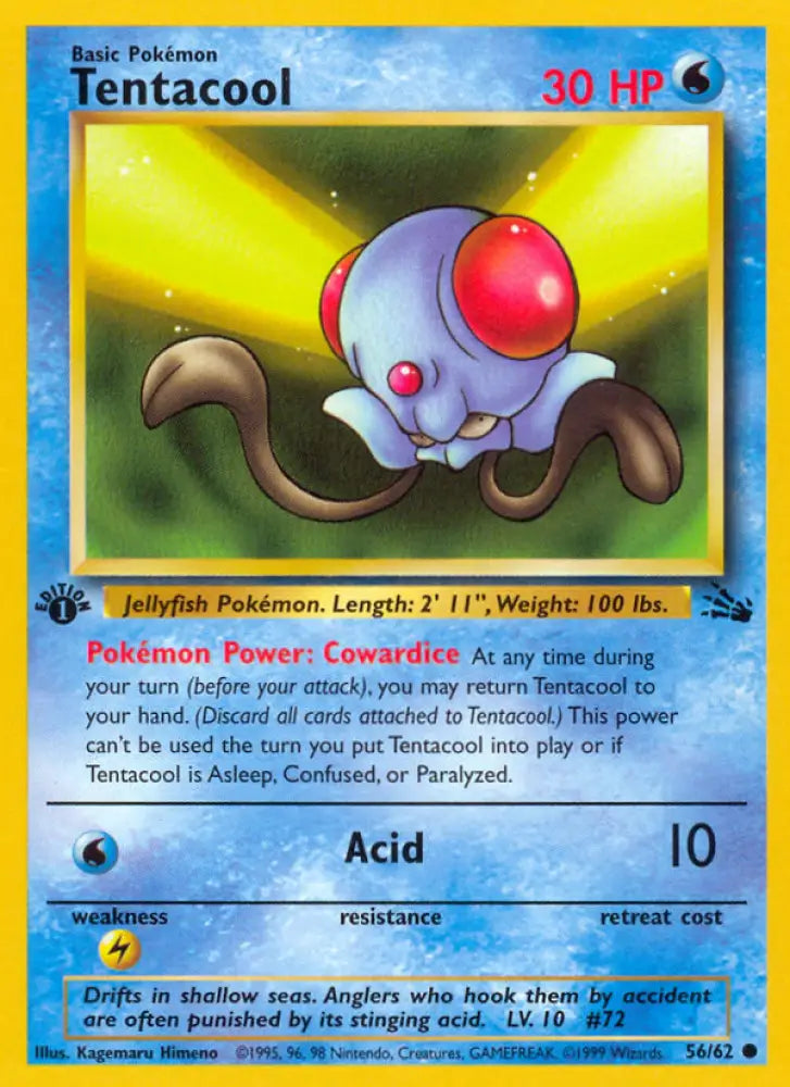 Tentacool (56/62) [Fossil 1st Edition] - Pokemon Single