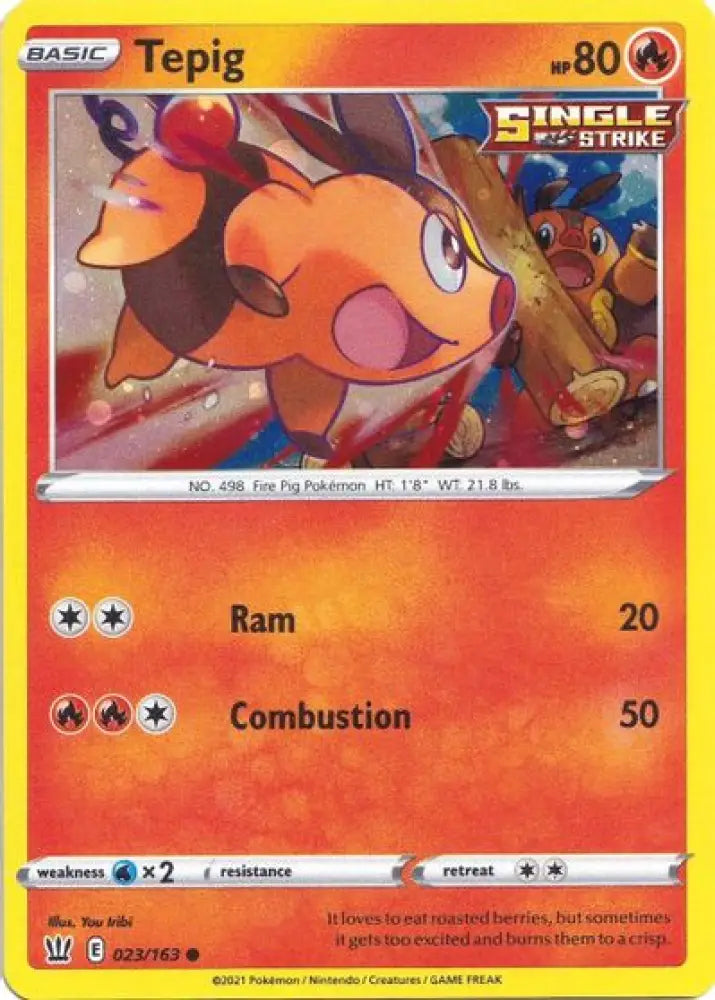Tepig (023/163) (Cosmos Holo) [Sword & Shield: Battle Styles] - Pokemon Single
