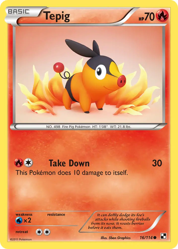 Tepig (16/114) [Black & White: Base Set] - Pokemon Single