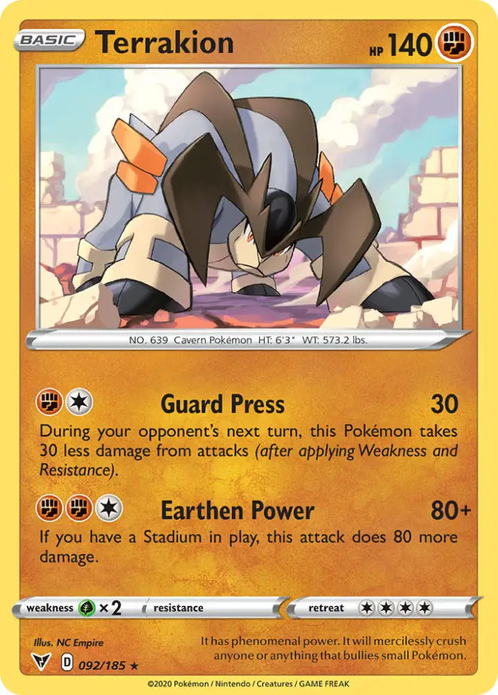 Terrakion (092/185) [Sword & Shield: Vivid Voltage] - Pokemon Single
