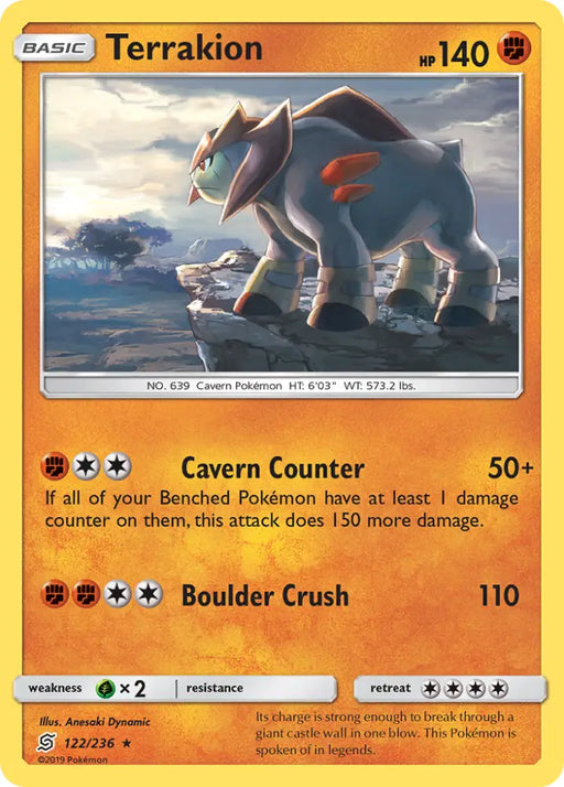 Terrakion (122/236) [Sun & Moon: Unified Minds] - Pokemon Single