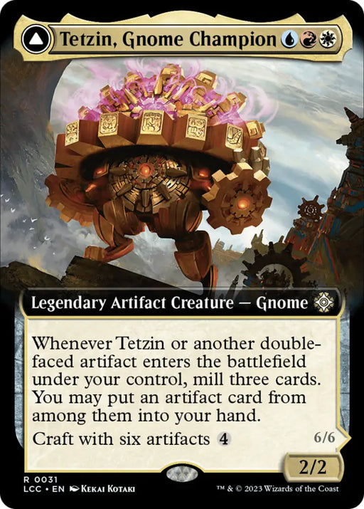 Tetzin Gnome Champion // The Golden-Gear Colossus (Extended Art) [The Lost Caverns of Ixalan Commander] - MTG Single