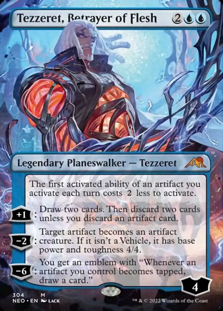 Tezzeret Betrayer of Flesh (Borderless) [Kamigawa: Neon Dynasty] - MTG Single