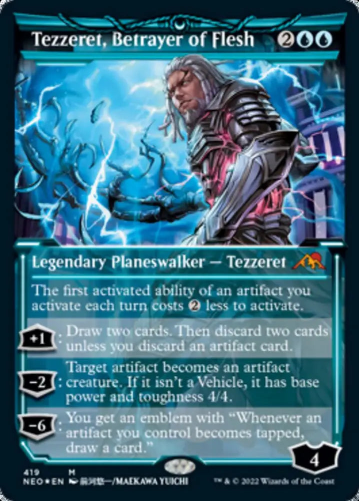 Tezzeret Betrayer of Flesh (Showcase) (Foil Etched) [Kamigawa: Neon Dynasty] - MTG Single