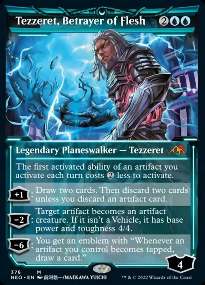 Tezzeret Betrayer of Flesh (Showcase Soft Glow) [Kamigawa: Neon Dynasty] - MTG Single