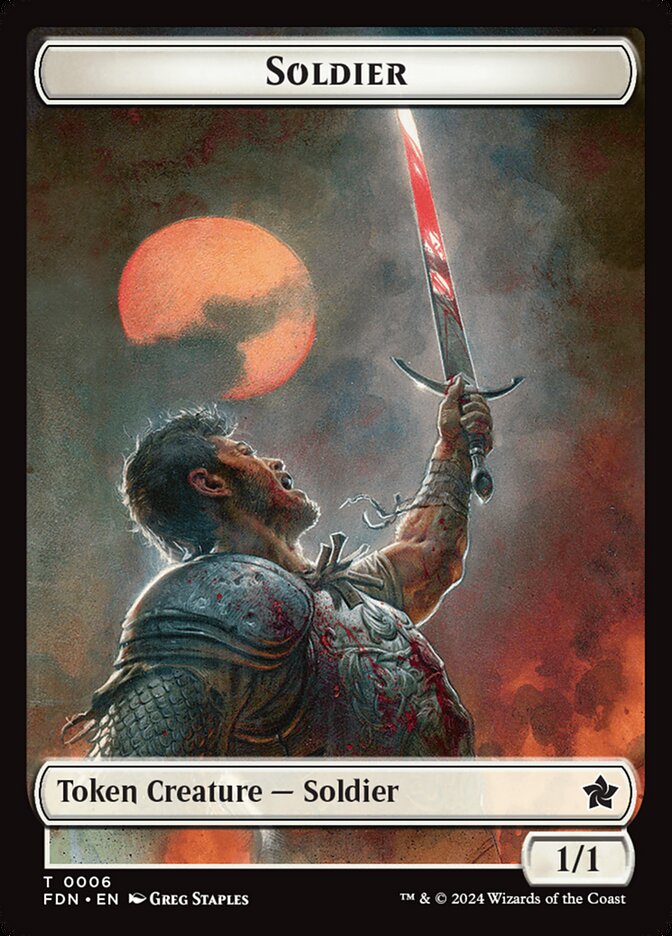 Soldier // Faerie Double-Sided Token [Foundations Tokens]