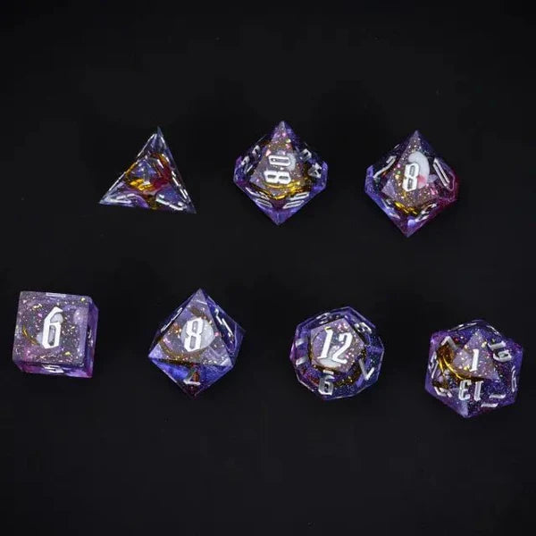 Nerd Gear: The Astral Coil – 7pc Handmade Sharp Edge Resin Dice Set