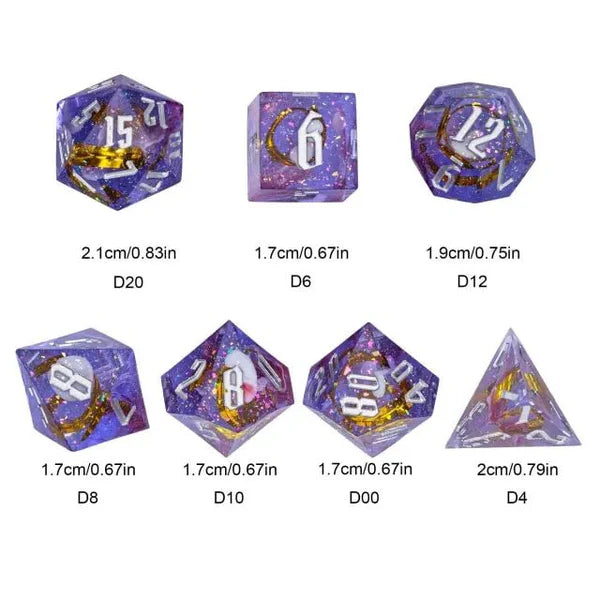 Nerd Gear: The Astral Coil – 7pc Handmade Sharp Edge Resin Dice Set