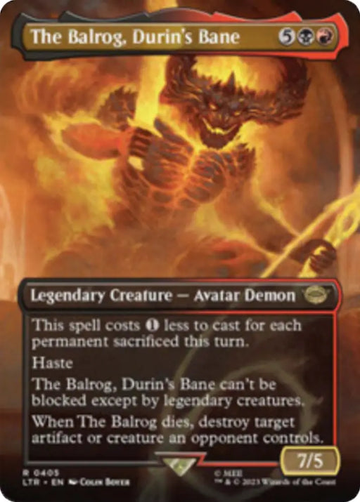 The Balrog Durin’s Bane (Borderless Alternate Art) [The Lord of the Rings: Tales of Middle-Earth] - MTG Single