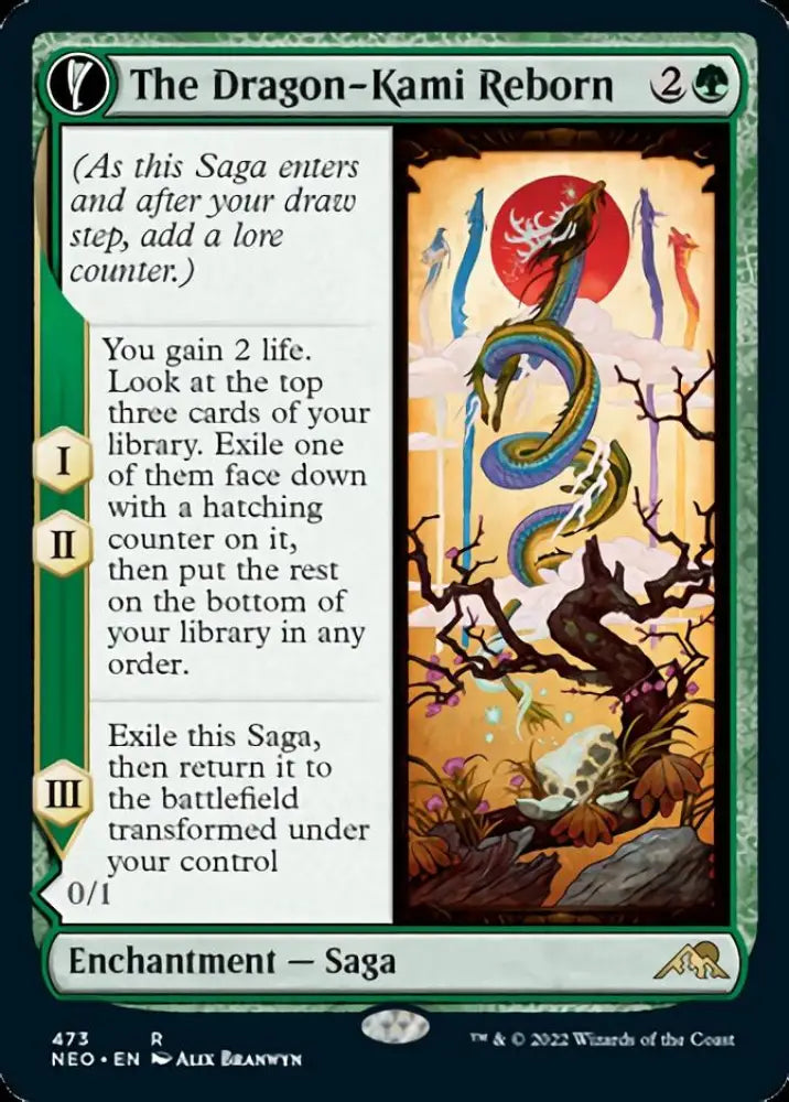 The Dragon-Kami Reborn // Dragon-Kami’s Egg (Extended Art) [Kamigawa: Neon Dynasty] - MTG Single