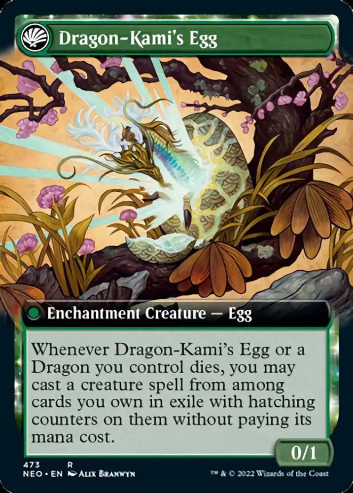 The Dragon-Kami Reborn // Dragon-Kami’s Egg (Extended Art) [Kamigawa: Neon Dynasty] - MTG Single