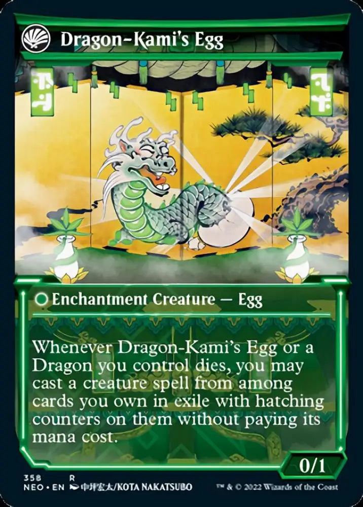 The Dragon-Kami Reborn // Dragon-Kami’s Egg (Showcase Soft Glow) [Kamigawa: Neon Dynasty] - MTG Single