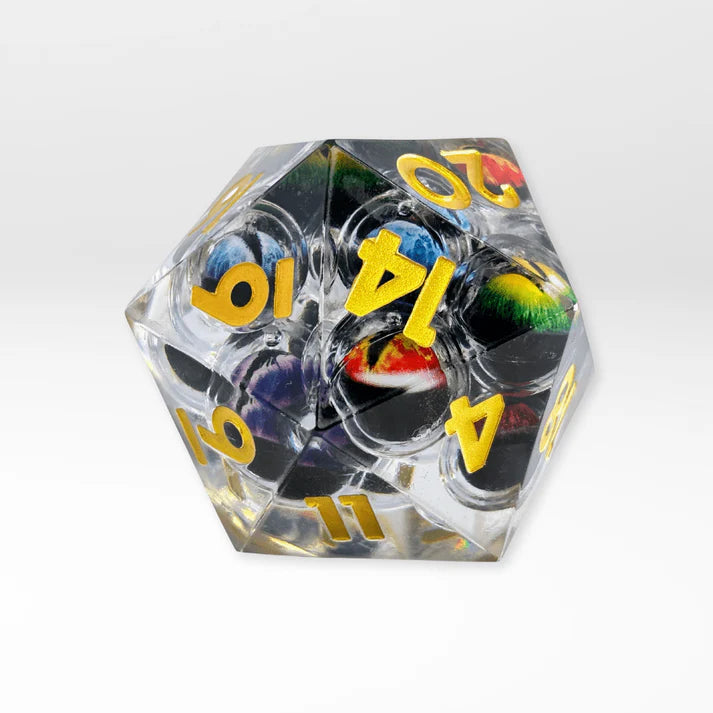 Nerd Gear: The Dragon's Gaze - 55mm Handmade Resin D20 Dice