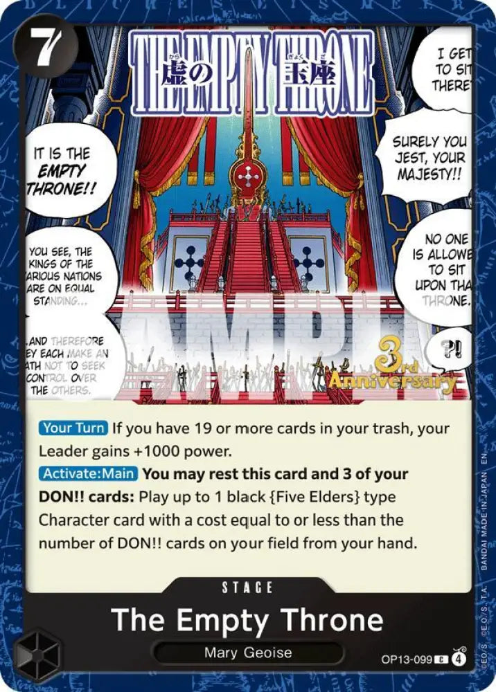 The Empty Throne (OP13-099) [Carrying On His Will: 3rd Anniversary Tournament Cards]