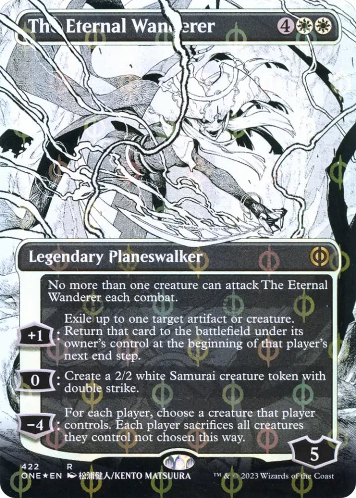 The Eternal Wanderer (Borderless Manga Step-and-Compleat Foil) [Phyrexia: All Will Be One] - MTG Single