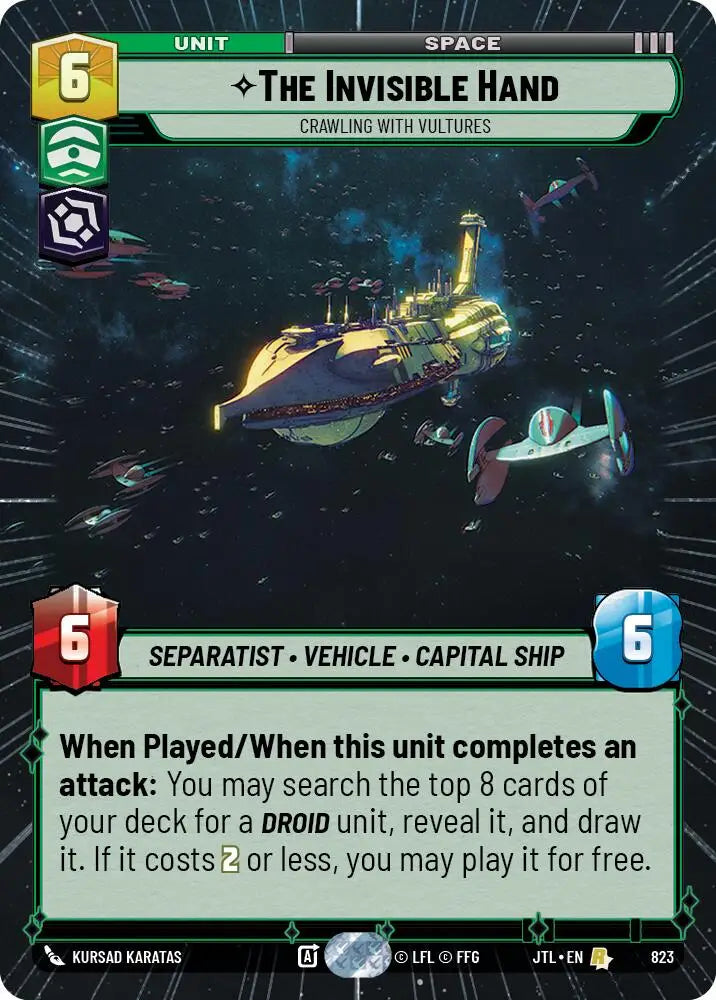 The Invisible Hand - Crawling With Vultures (Hyperspace Foil) (823) [Jump to Lightspeed] - Star Wars: Unlimited Single
