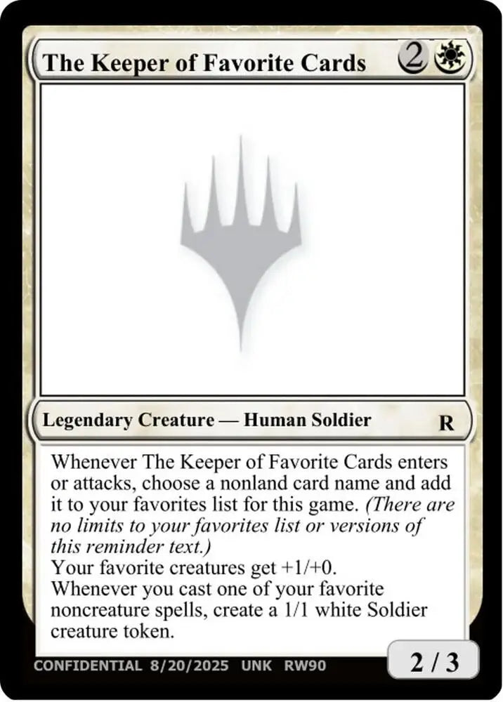 The Keeper of Favorite Cards (8/20/2025) [Un-Known Event Playtest Cards]
