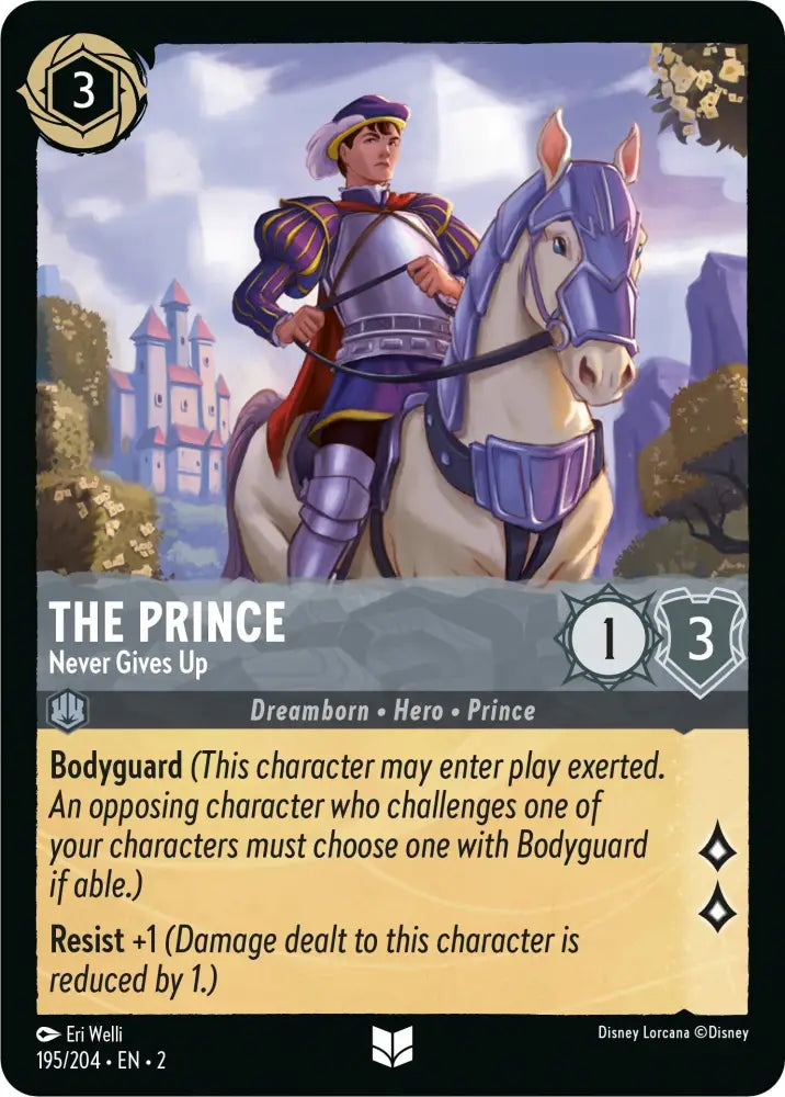 The Prince - Never Gives Up (195/204) [Rise of the Floodborn] - Lorcana Single