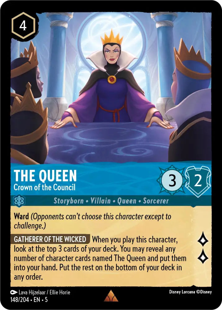 The Queen - Crown of the Council (148/204) [Shimmering Skies] - Lorcana Single