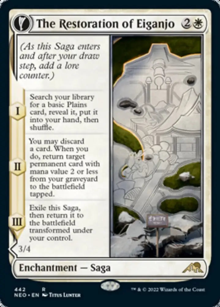 The Restoration of Eiganjo // Architect of Restoration (Extended Art) [Kamigawa: Neon Dynasty] - MTG Single