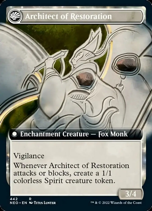 The Restoration of Eiganjo // Architect of Restoration (Extended Art) [Kamigawa: Neon Dynasty] - MTG Single