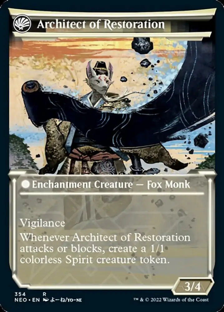 The Restoration of Eiganjo // Architect of Restoration (Showcase Soft Glow) [Kamigawa: Neon Dynasty] - MTG Single