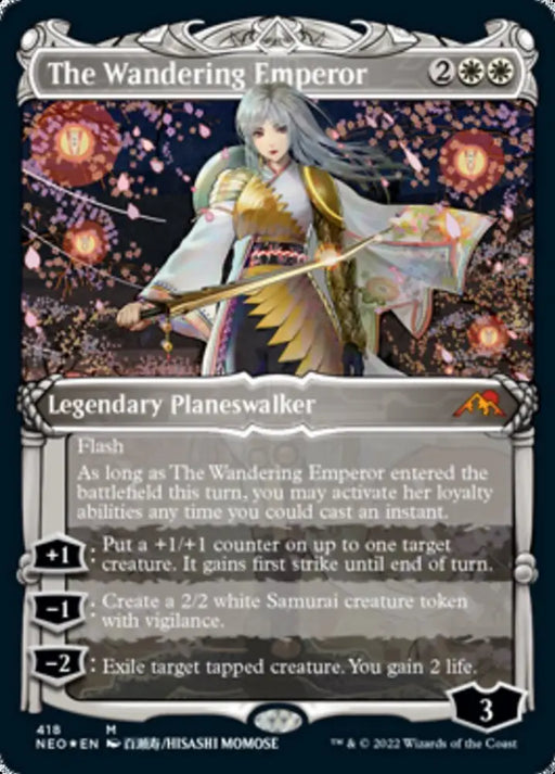 The Wandering Emperor (Showcase) (Foil Etched) [Kamigawa: Neon Dynasty] - MTG Single