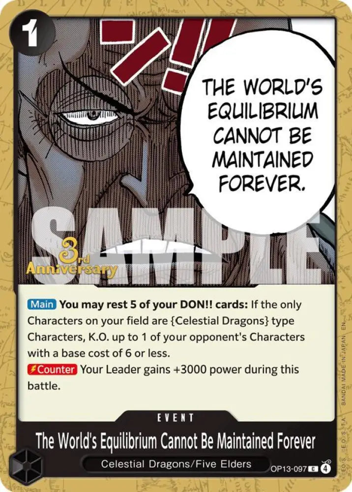 The World's Equilibrium Cannot Be Maintained Forever (OP13-097) [Carrying On His Will: 3rd Anniversary Tournament Cards]