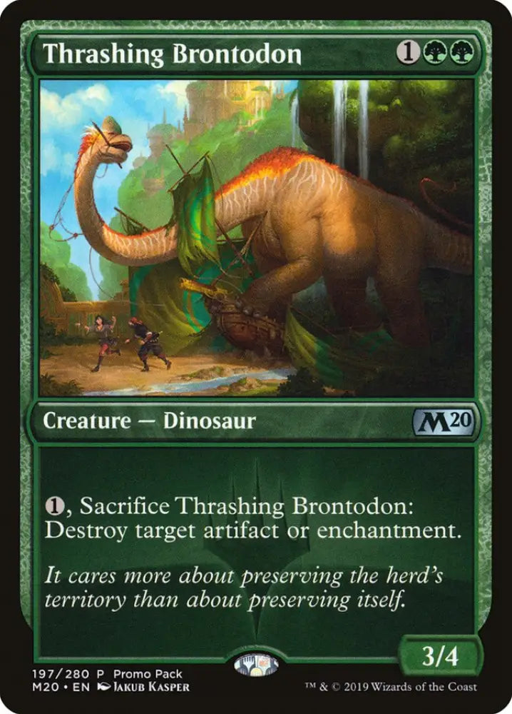 Thrashing Brontodon (Promo Pack) [Core Set 2020 Promos] - MTG Single