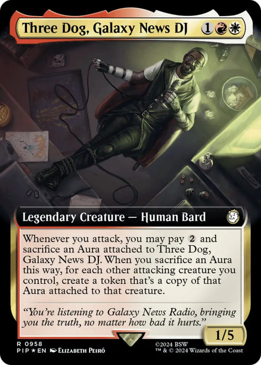 Three Dog Galaxy News DJ (Extended Art) (Surge Foil) [Fallout] - MTG Single