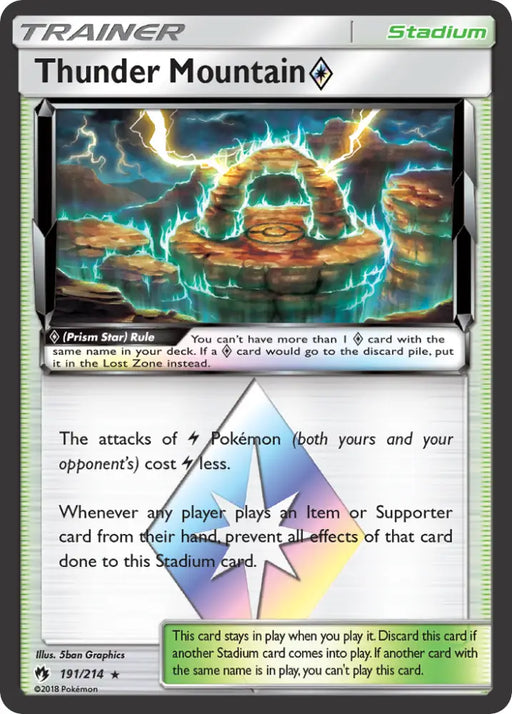 Thunder Mountain (191/214) (Prism Star) [Sun & Moon: Lost Thunder] - Pokemon Single