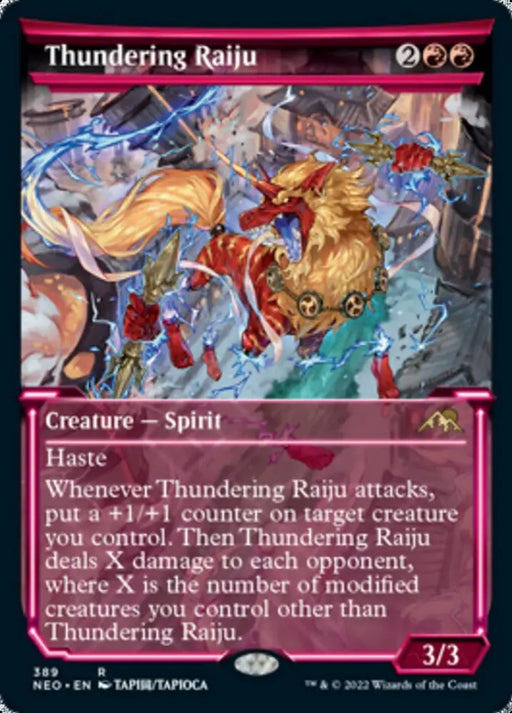 Thundering Raiju (Showcase Soft Glow) [Kamigawa: Neon Dynasty] - MTG Single
