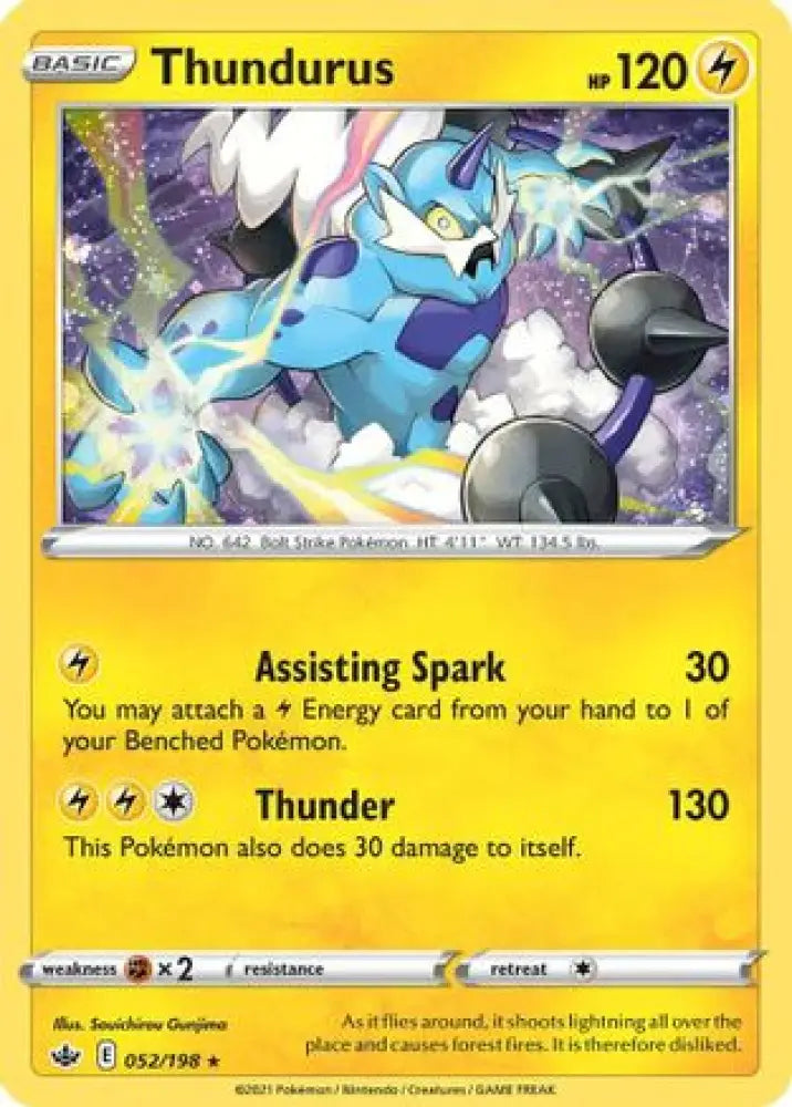 Thundurus (052/198) (Cosmos Holo) [Sword & Shield: Chilling Reign] - Pokemon Single