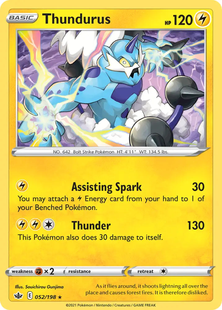 Thundurus (052/198) (Theme Deck Exclusive) [Sword & Shield: Chilling Reign] - Pokemon Single