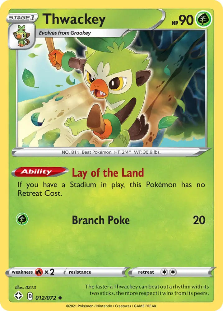 Thwackey (012/072) [Sword & Shield: Shining Fates] - Pokemon Single
