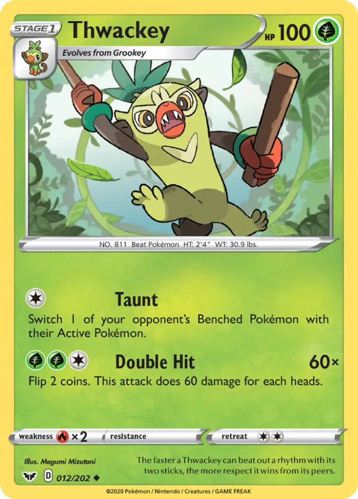 Thwackey (012/202) [Sword & Shield: Base Set] - Pokemon Single
