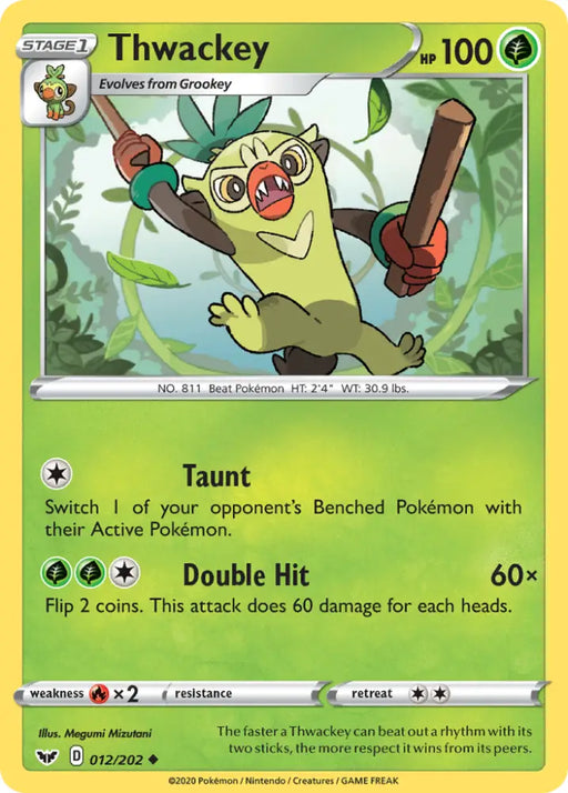 Thwackey (012/202) [Sword & Shield: Base Set] - Pokemon Single