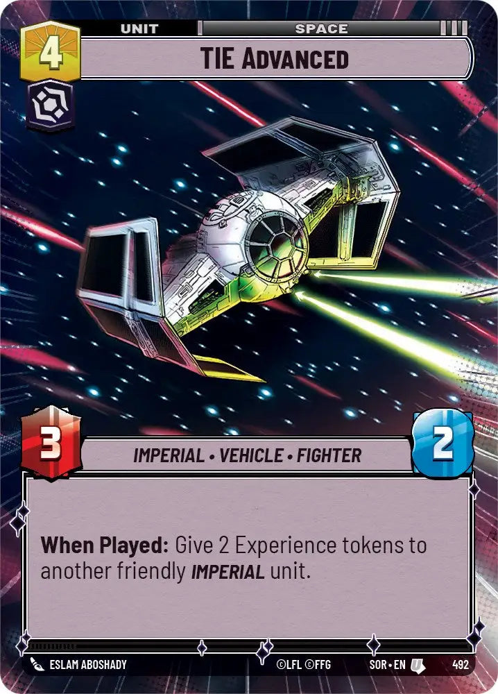 TIE Advanced (Hyperspace) (492) [Spark of Rebellion] - Star Wars: Unlimited Single