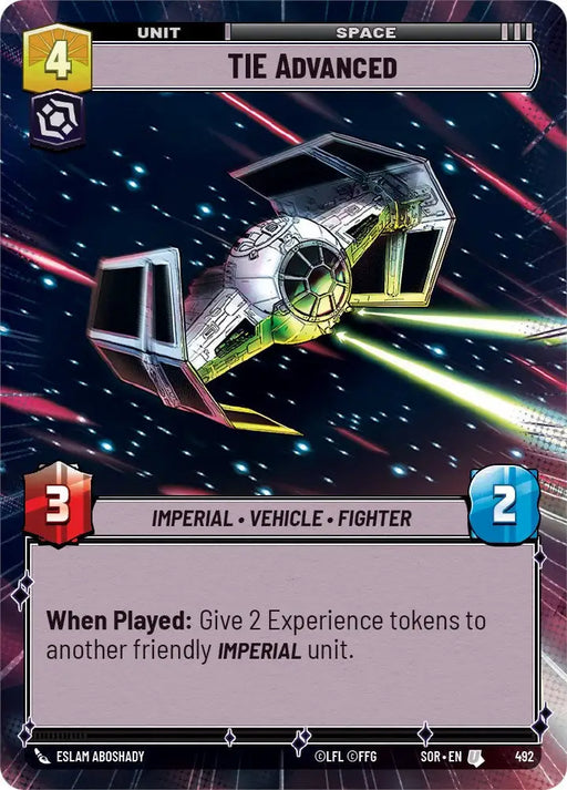 TIE Advanced (Hyperspace) (492) [Spark of Rebellion] - Star Wars: Unlimited Single