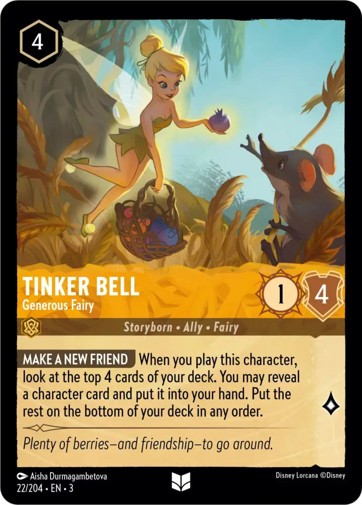 Tinker Bell - Generous Fairy (22/204) [Into the Inklands] - Lorcana Single