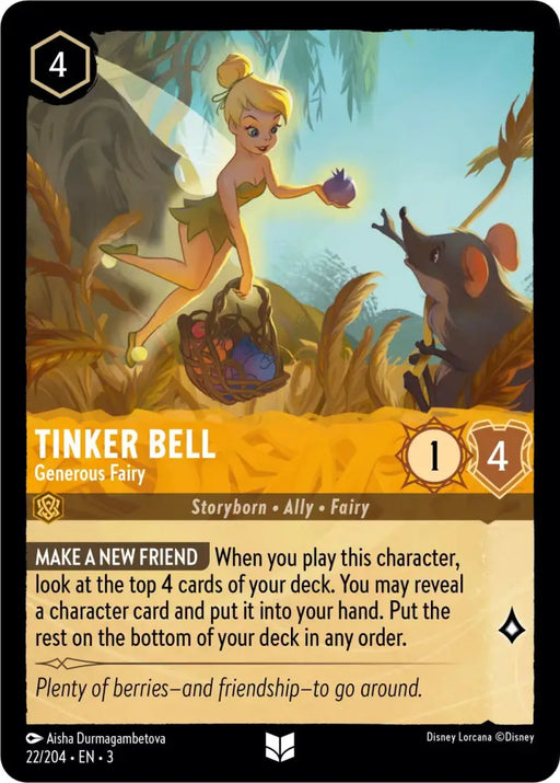 Tinker Bell - Generous Fairy (22/204) [Into the Inklands] - Lorcana Single